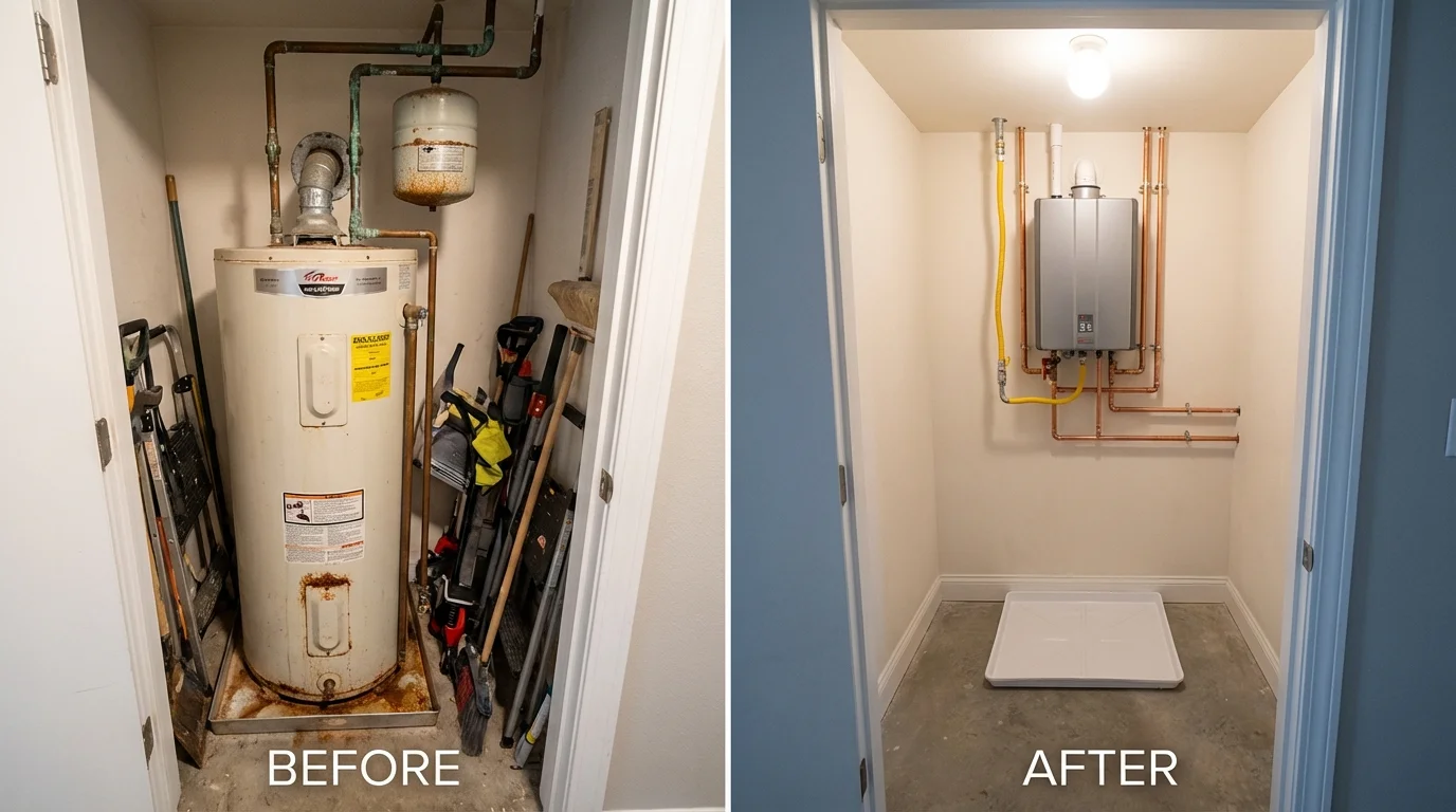 Tank water heater versus wall-mounted tankless unit comparison for Deming, NM homeowners